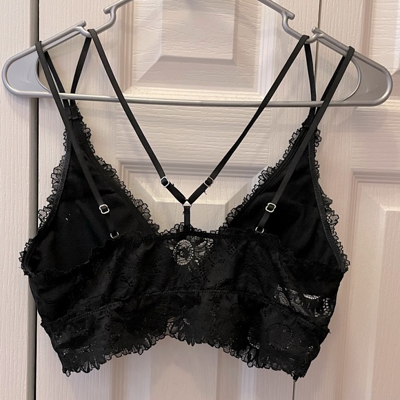 Aerie ANYTIME Sunflower Lace Padded Plunge Bralette - Black - Picture 6 of 8